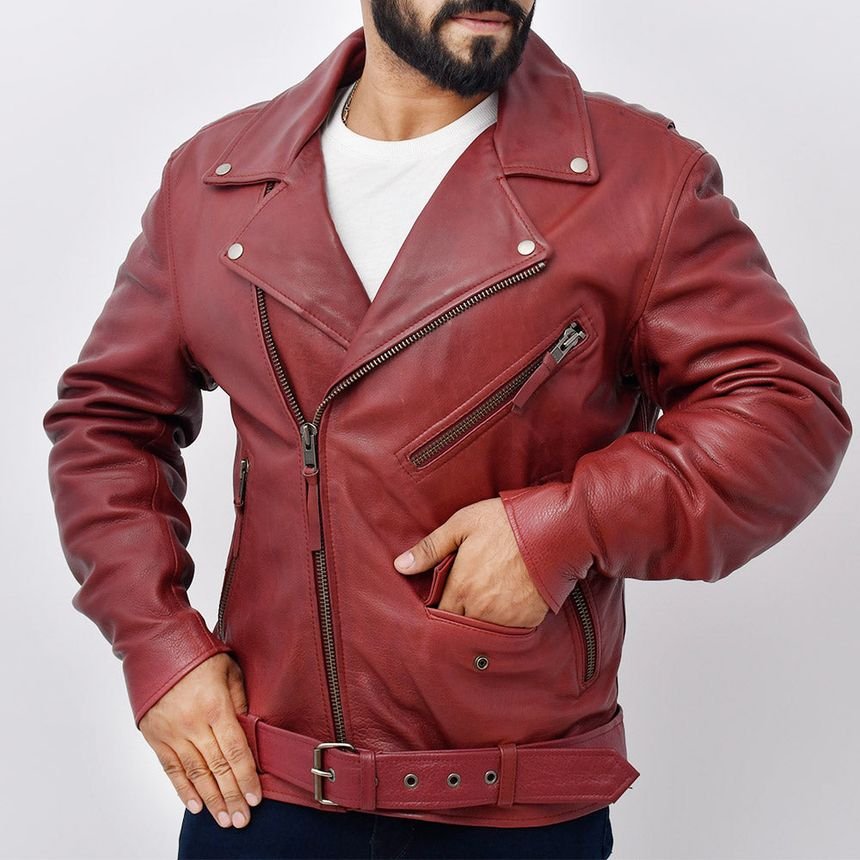 جاكيت جلد أسود ركوب دراجات